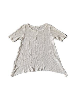 Boat neck, cotton-linen blend crochet top